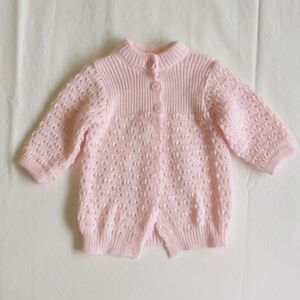 baby mode signature pink acrylic knit cardigan sweater 0-6 months baby girl